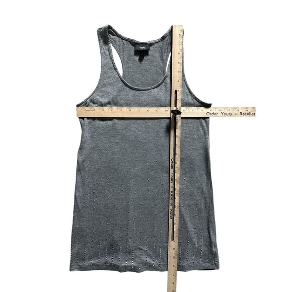 Mossimo Womens Racer Back Tank Top M Gray Studded Details Layering Summer Casual - Picture 7 of 7